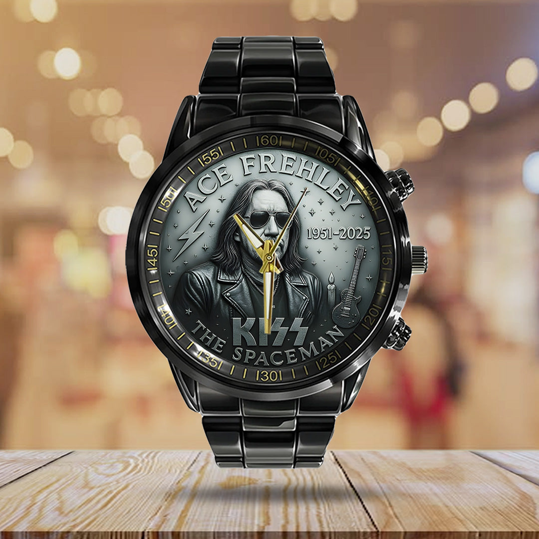 KISS x Ace Frehley Black Stainless Steel Watch – TANTN17691