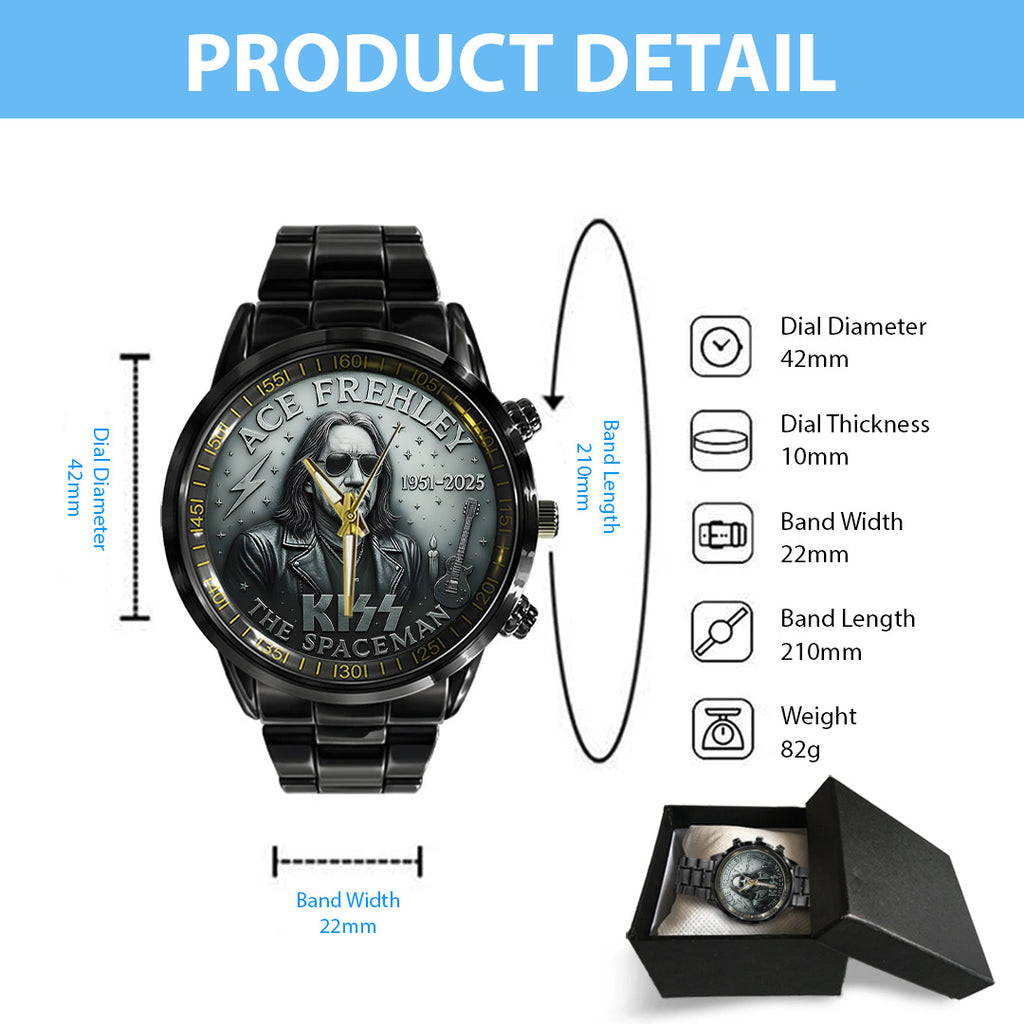 KISS x Ace Frehley Black Stainless Steel Watch – TANTN17691