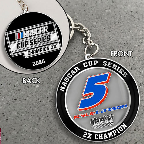 Kyle Larson 2025 NASCAR Cup Series Champion Custom Shape 2-sided Keychain – MAITM13724