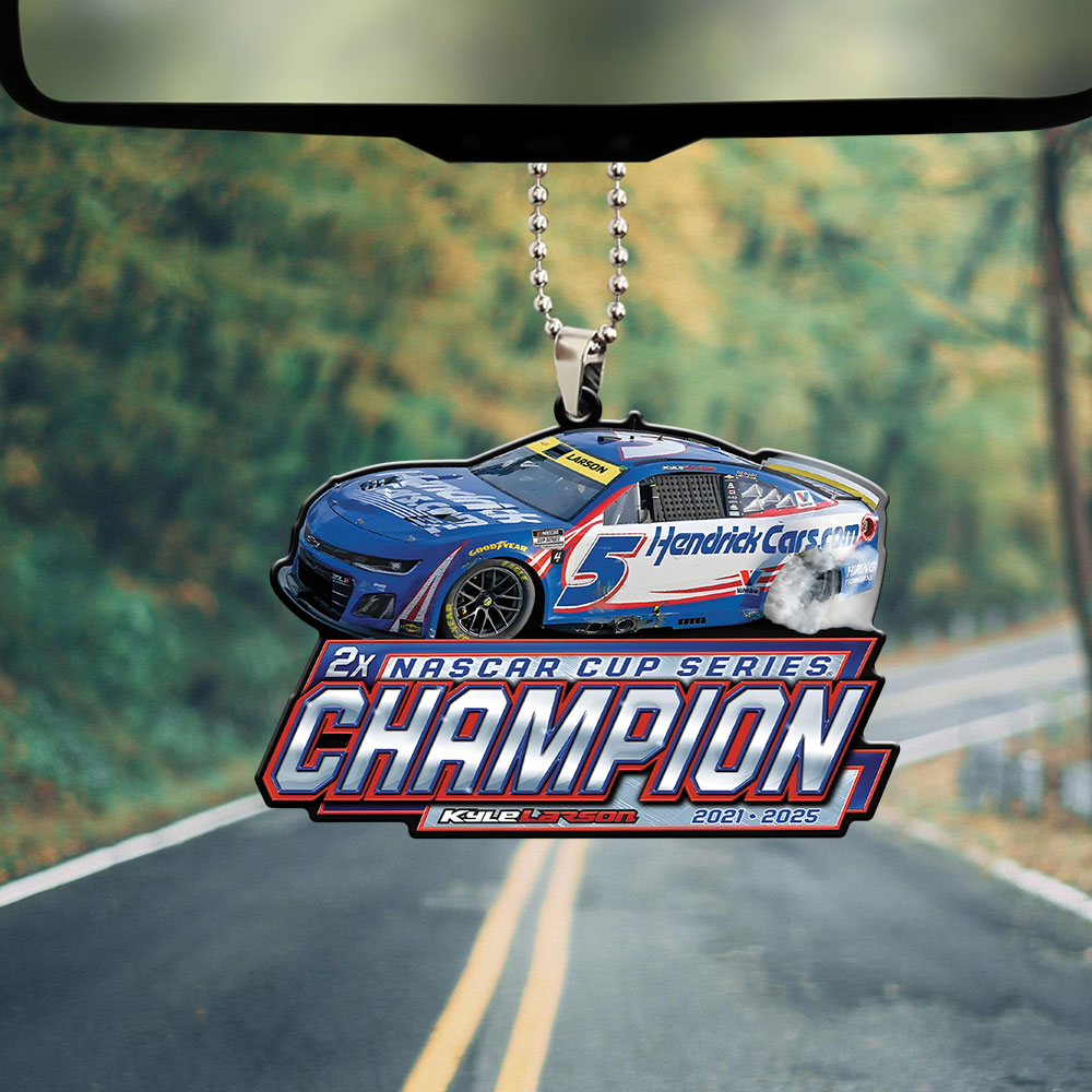 Kyle Larson 2025 NASCAR Cup Series Champion Custom shape 2-sided Acrylic Car Ornament – TANTN18108
