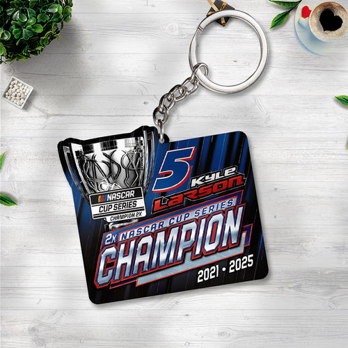 Kyle Larson 2025 NASCAR Cup Series Champion Custom Shape 2-sided Keychain – TANTN18424