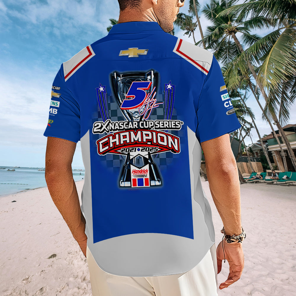 Kyle Larson 2025 NASCAR Cup Series Champion Short Sleeve Button-Down Shirt – MAITM13711