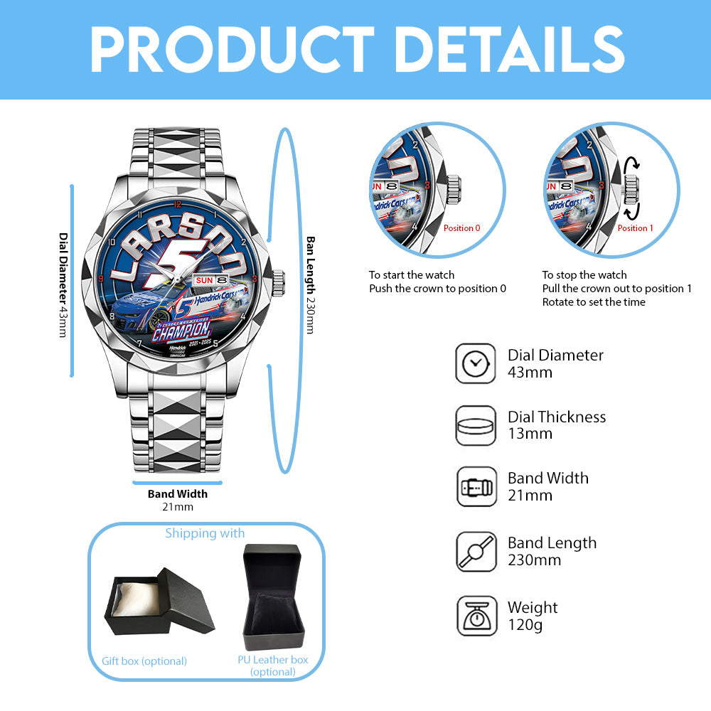 Kyle Larson 2025 NASCAR Cup Series Champion Alloy Luxury Quartz Watch – TANTN18548