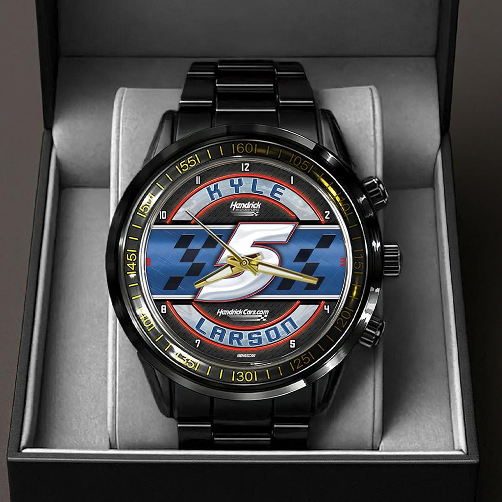 Kyle Larson 2025 NASCAR Cup Series Champion Black Stainless Steel Watch – HOATT14406