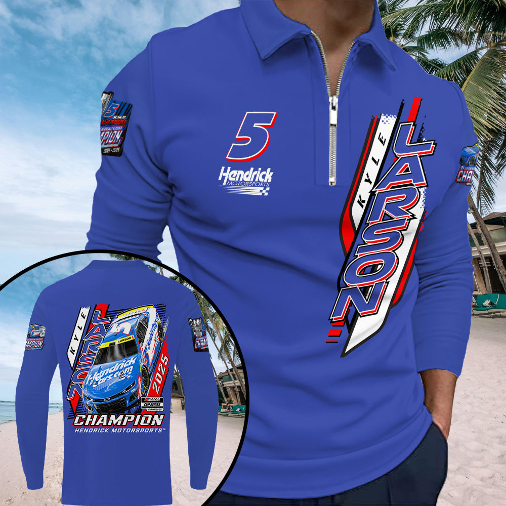 Kyle Larson 2025 NASCAR Cup Series Champion Zip Polo Shirt – TANTN19022