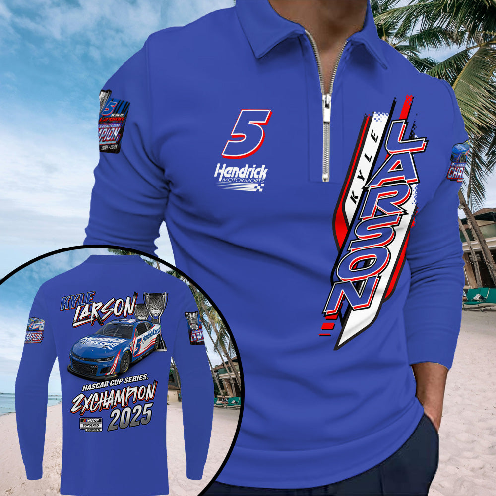 Kyle Larson 2025 NASCAR Cup Series Champion Zip Polo Shirt – TANTN19077