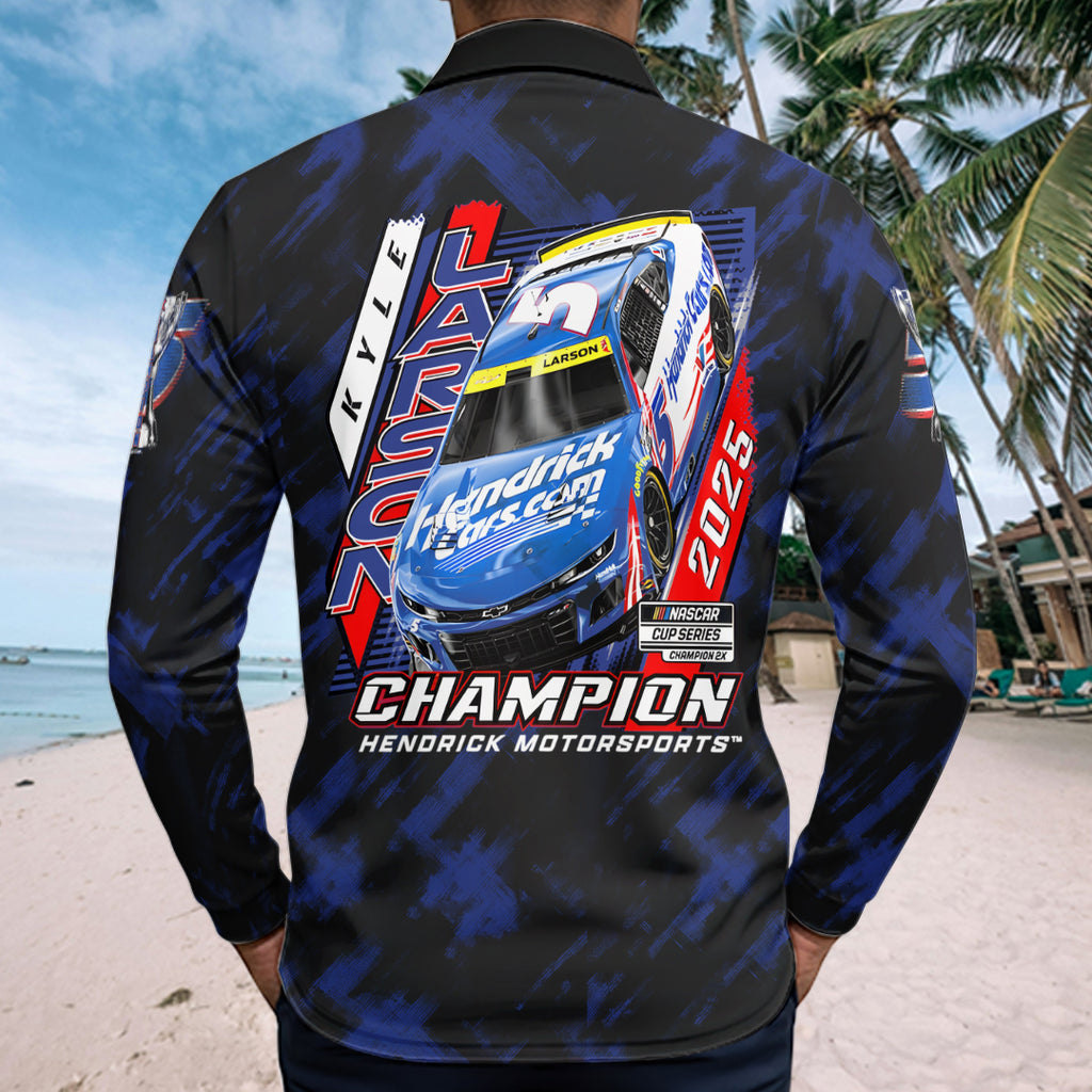 Kyle Larson 2025 NASCAR Cup Series Champion Zip Polo Shirt – HOATT14876