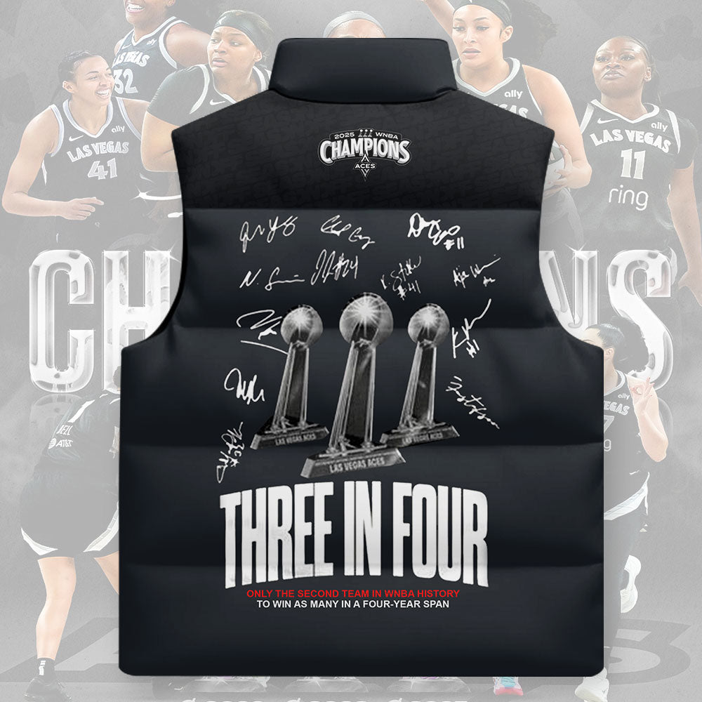 Las Vegas Aces WNBA 2025 Champions 3D Sleeveless Down Jacket – TMTHU1637