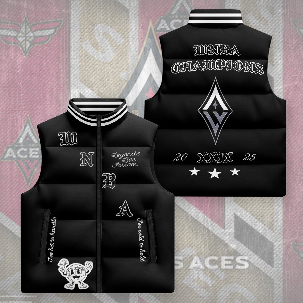 Las Vegas Aces WNBA 2025 Champions 3D Sleeveless Down Jacket – TMTHU1638