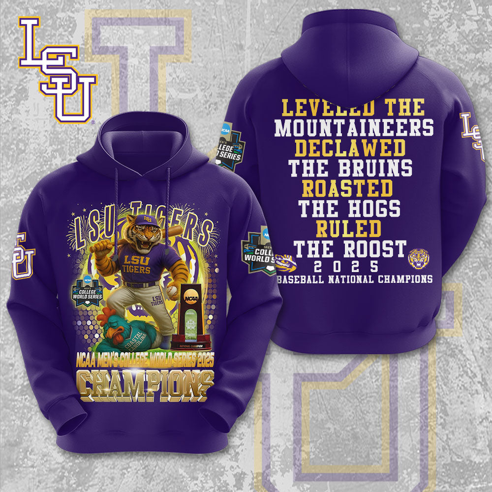 LSU Tigers Baseball 2025 National Champions 3D Apparel – MAITM 12232
