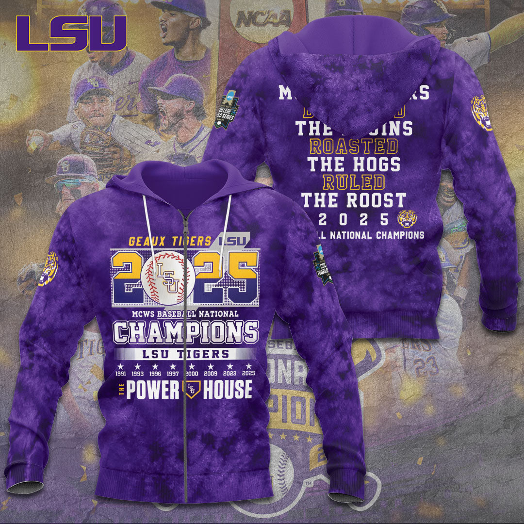 LSU Tigers Baseball 2025 National Champions 3D Apparel – TANTN 13870