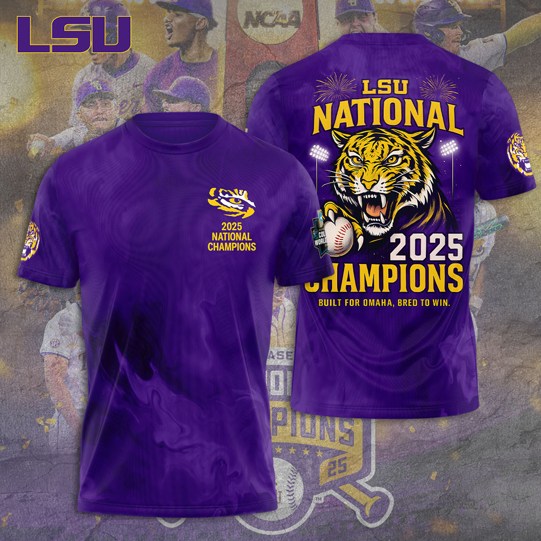 LSU Tigers Baseball 2025 National Champions 3D Apparel – TANTN 13902