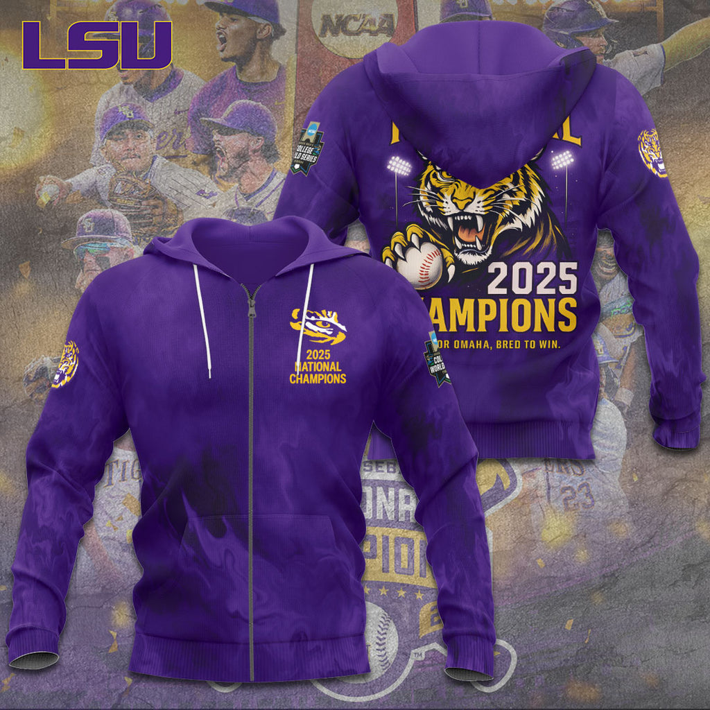 LSU Tigers Baseball 2025 National Champions 3D Apparel – TANTN 13902