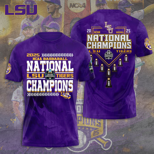 LSU Tigers Baseball 2025 National Champions 3D Apparel – TANTN 13919