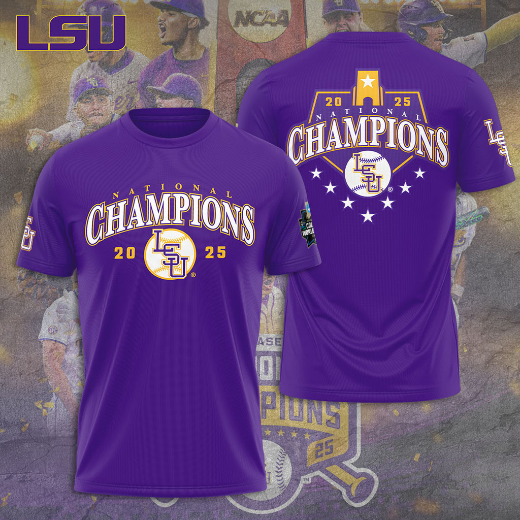 LSU Tigers Baseball 2025 National Champions 3D Apparel – TANTN 14093