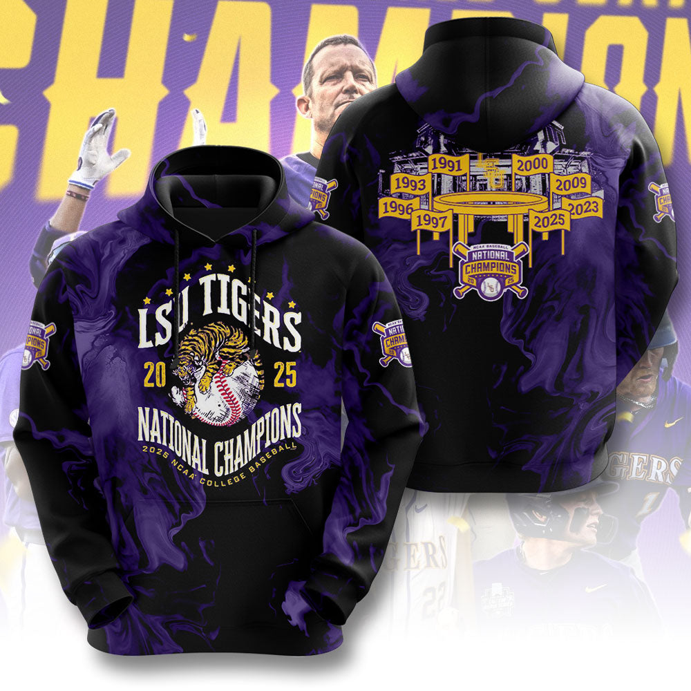 LSU Tigers Baseball 2025 National Champions 3D Apparel – GNE 3843