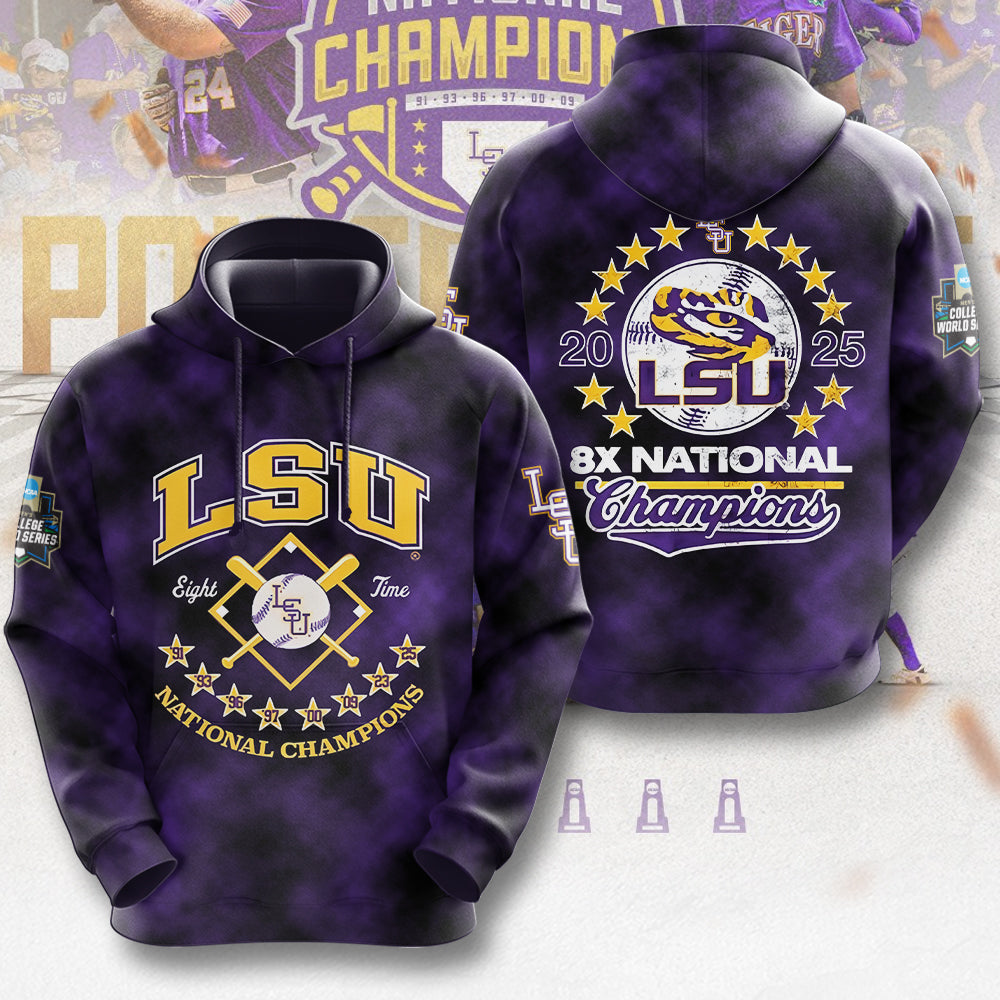 LSU Tigers Baseball 2025 National Champions 3D Apparel – MAITM 11773