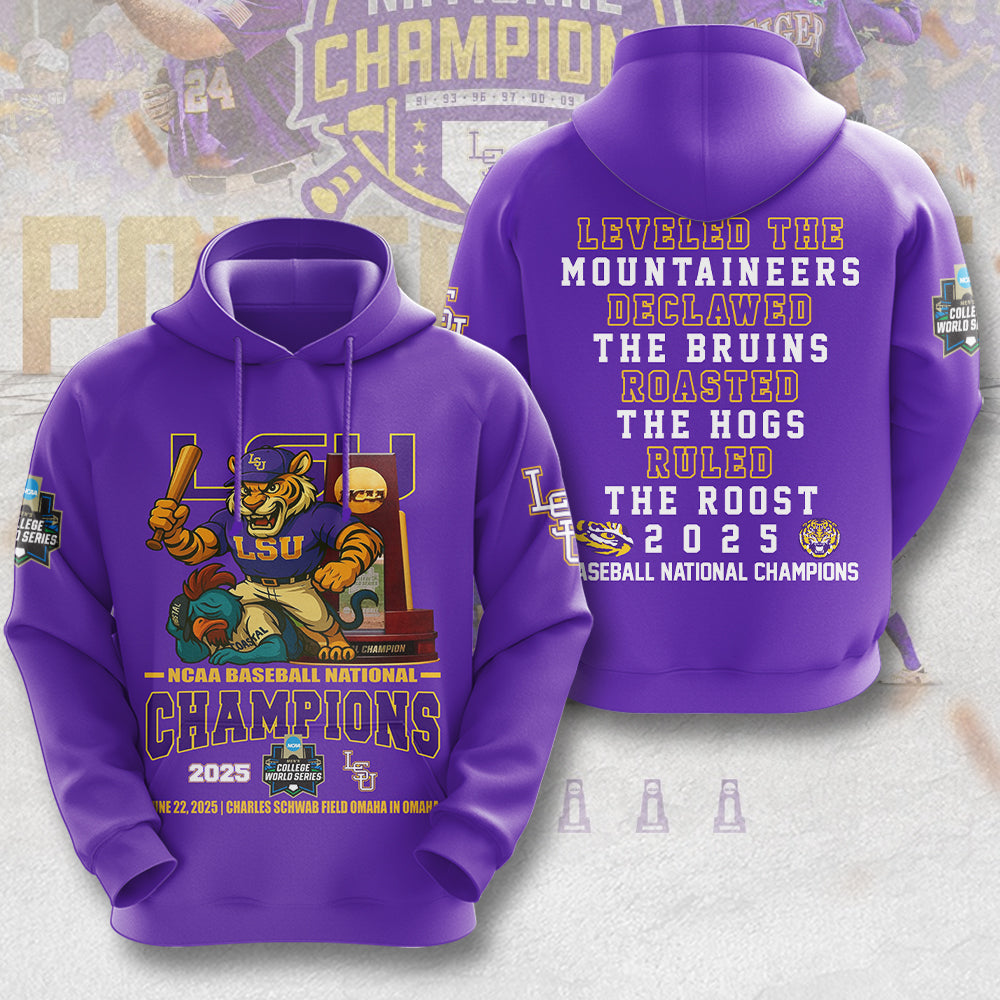 LSU Tigers Baseball 2025 National Champions 3D Apparel – MAITM 11807