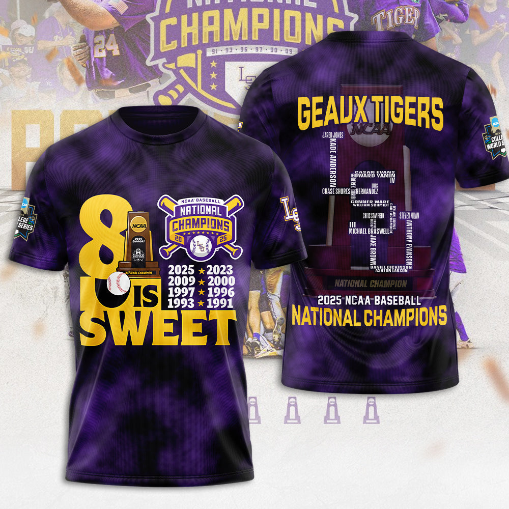 LSU Tigers Baseball 2025 National Champions 3D Apparel – MAITM 11781