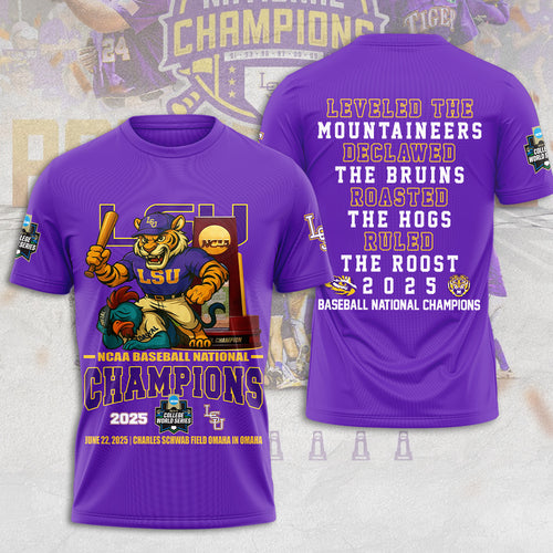 LSU Tigers Baseball 2025 National Champions 3D Apparel – MAITM 11807