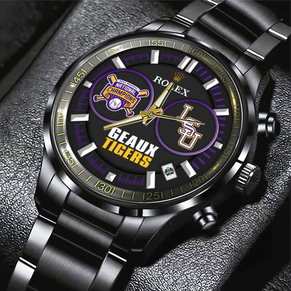 LSU Tigers Baseball 2025 National Champions x Rolex Black Stainless Steel Watch – MAITM 11846
