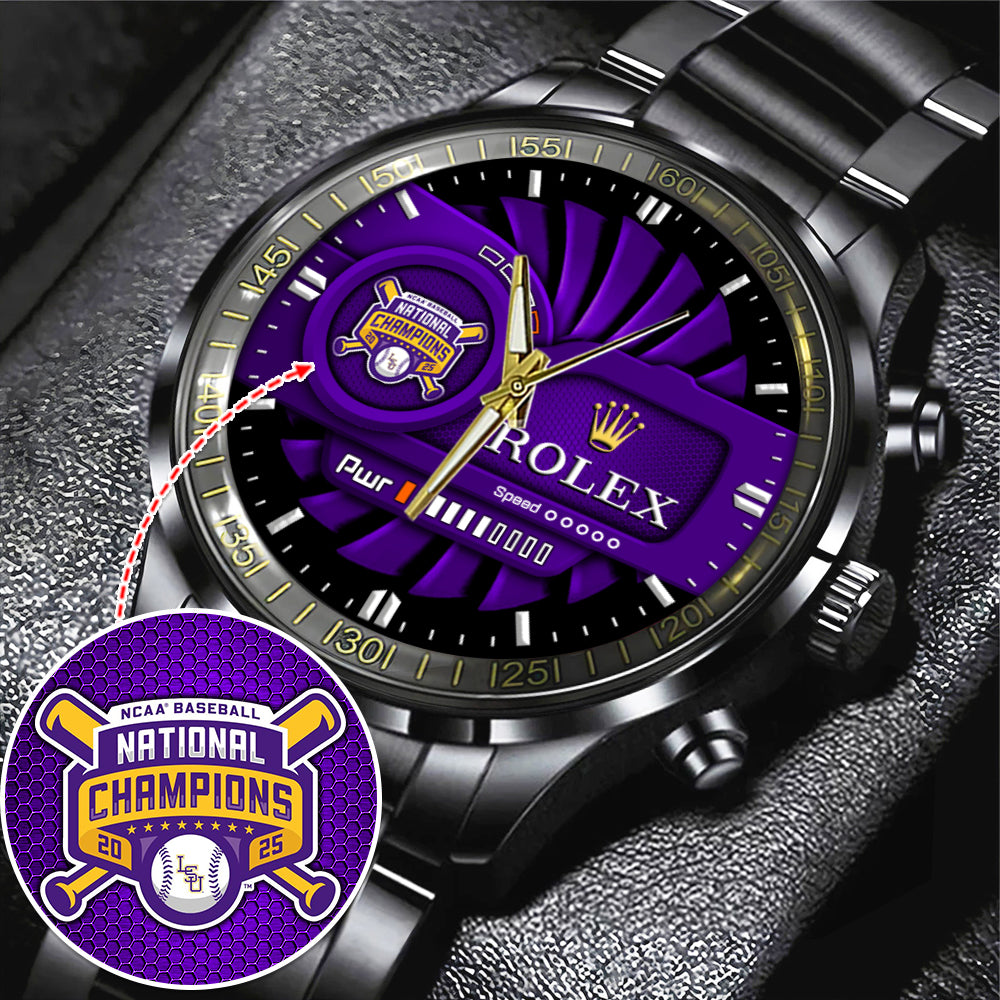 LSU Tigers Baseball 2025 National Champions x Rolex Black Stainless Steel Watch – MAITM 12012