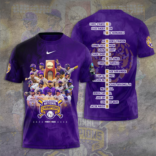 LSU Tigers Baseball 2025 National Champions 3D Apparel – TANTN 13942
