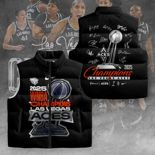 Las Vegas Aces 2025 WNBA Finals Champions 3D Sleeveless Down Jacket – TANTN17687