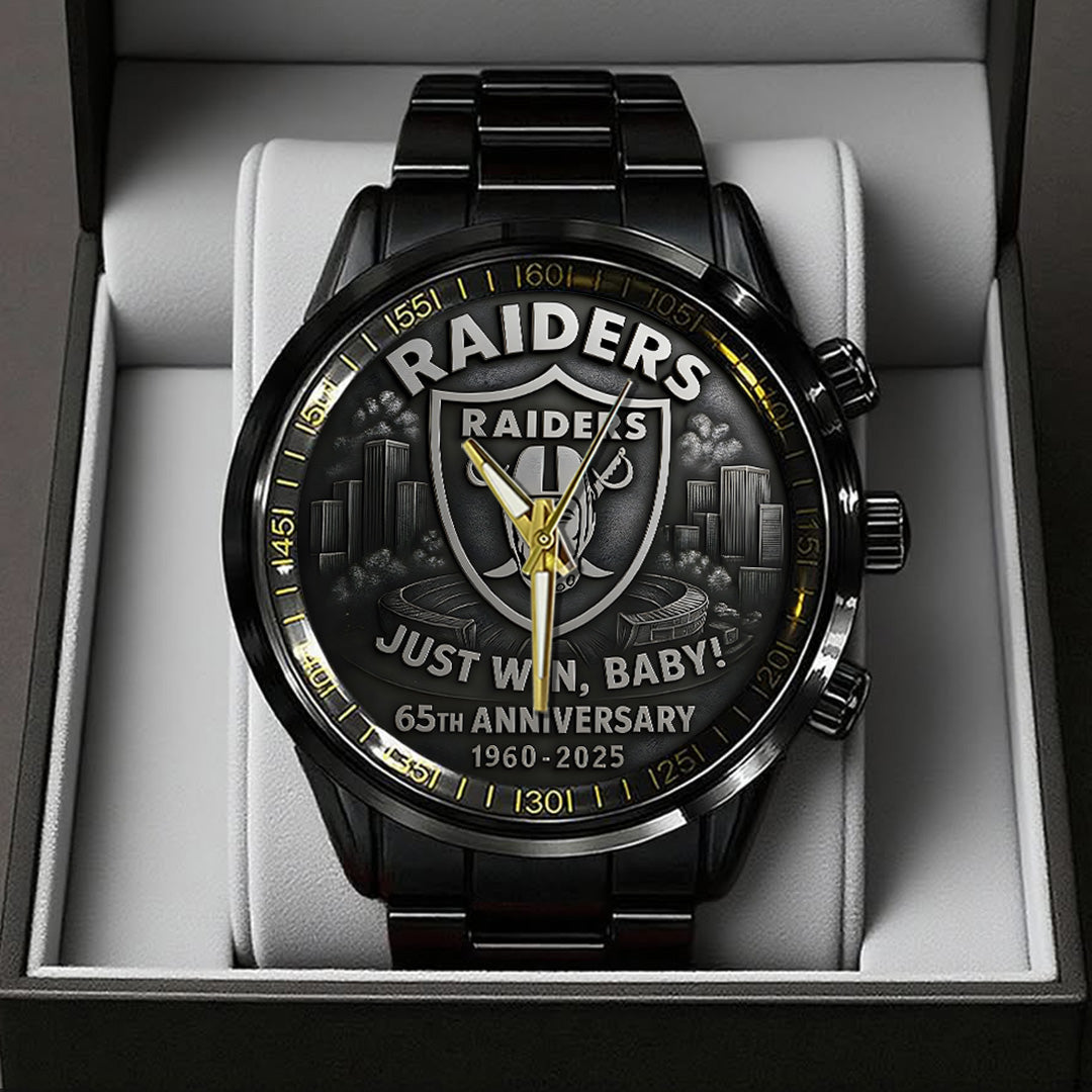 Las Vegas Raiders 65th Anniversary 2025 Black Stainless Steel Watch – TANTN16143
