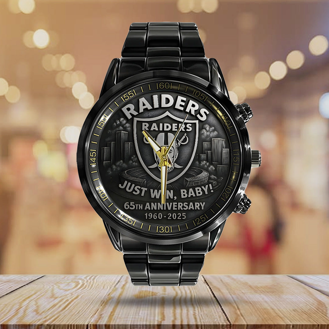 Las Vegas Raiders 65th Anniversary 2025 Black Stainless Steel Watch – TANTN16143