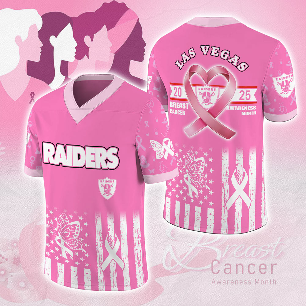Las Vegas Raiders x Breast Cancer Awareness 2025 3D Football Jersey – MAITM12883
