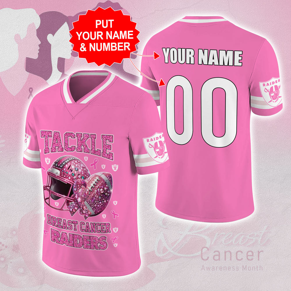 Personalized Las Vegas Raiders x Breast Cancer Awareness 3D Football Jersey – MAITM12998