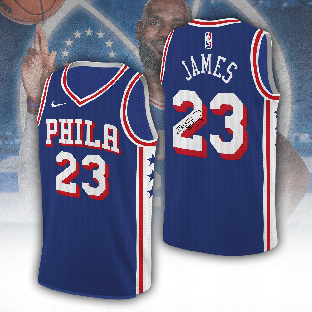 LeBron James x Philadelphia 76ers V-Neck Basketball Jersey – TANTN24498