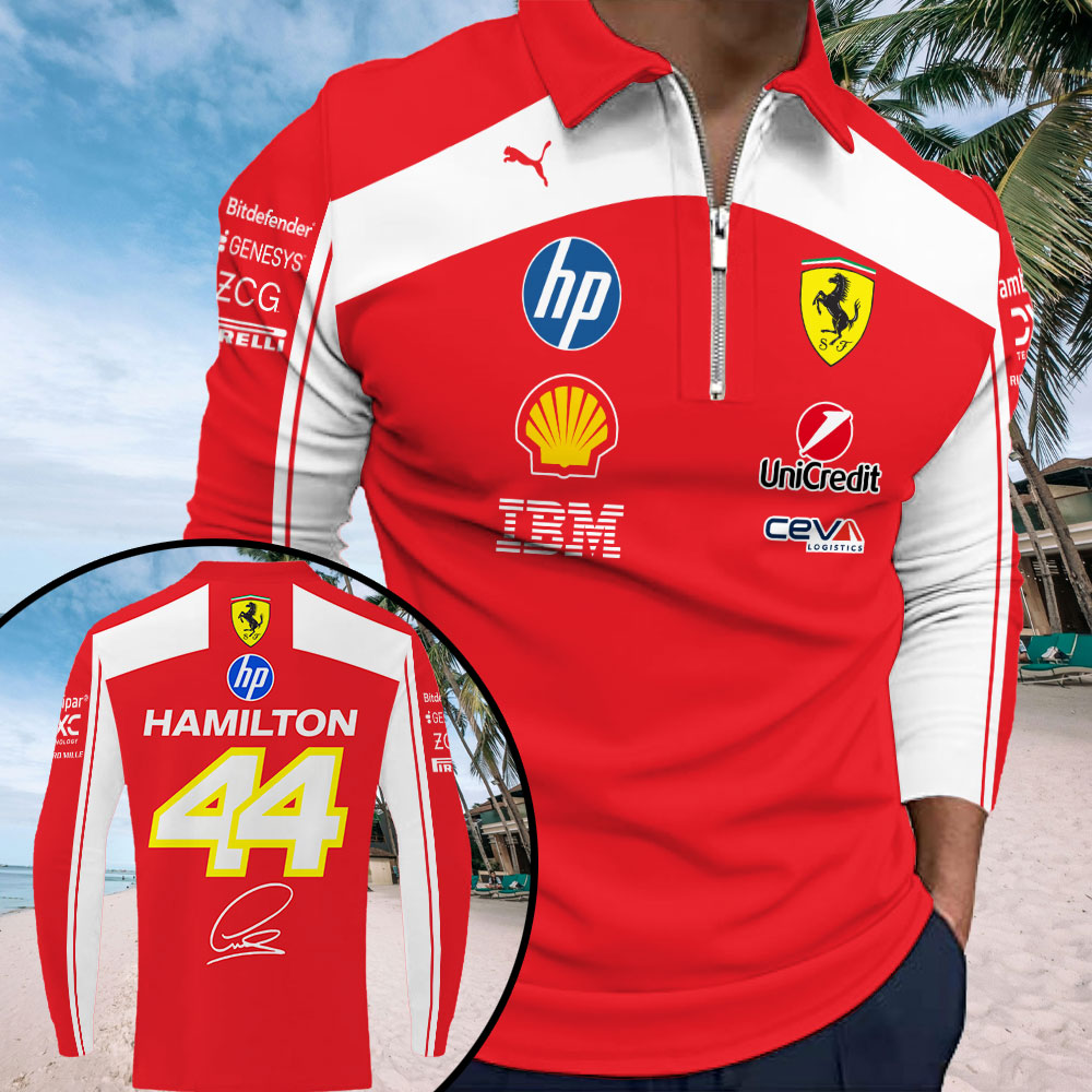 Lewis Hamilton x Scuderia Ferrari Zip Polo Shirt – MAITM14770