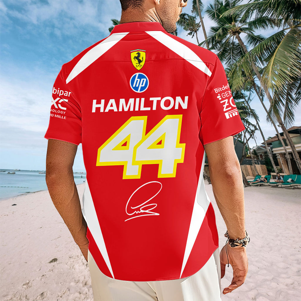 Lewis Hamilton x Scuderia Ferrari Short Sleeve Button-Down Shirt – MAITM14944