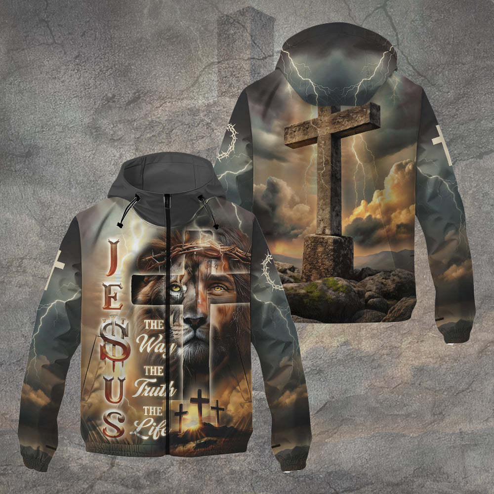 Lion Cross Resurrection Christian 3D Windbreaker Jacket – TANTN16195