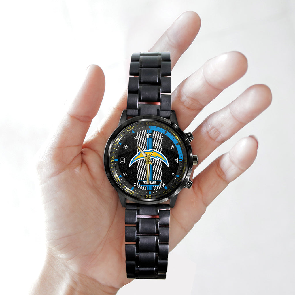 Personalized Los Angeles Chargers Black Stainless Steel Watch – TANTN16024
