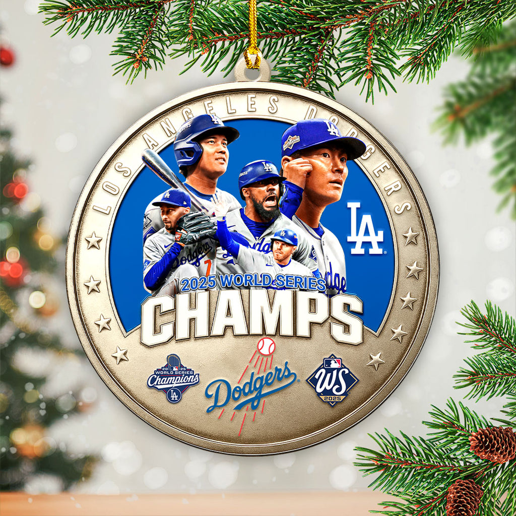 Los Angeles Dodgers 2025 World Series Champions Custom Shape 2-sided Acrylic Ornament – HOATT14357