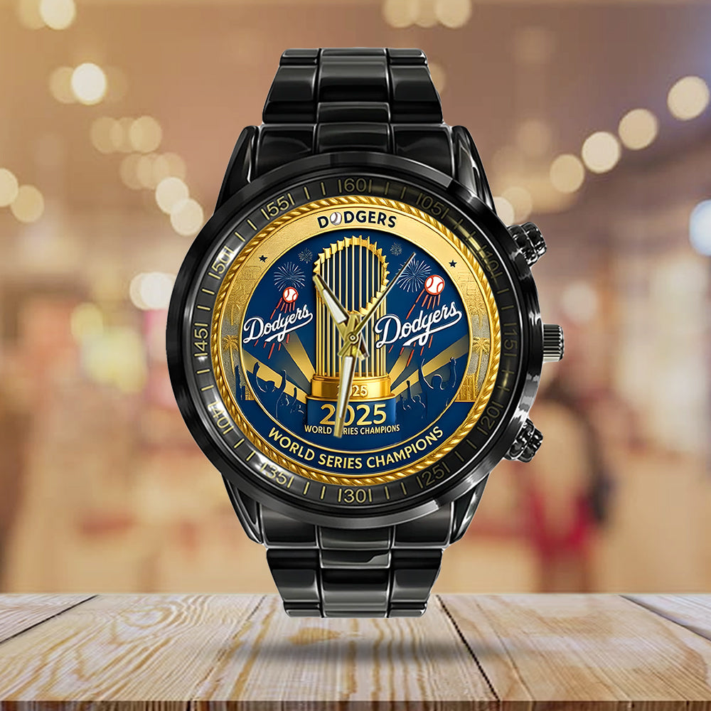 Los Angeles Dodgers 2025 World Series Champions Black Stainless Steel Watch – MAITM13635