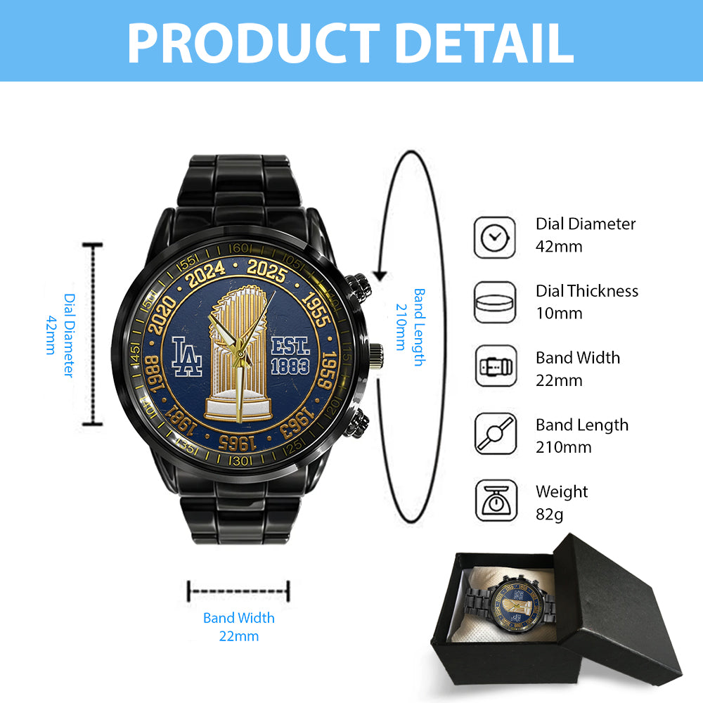 Los Angeles Dodgers Black Stainless Steel Watch – TMTHU1887