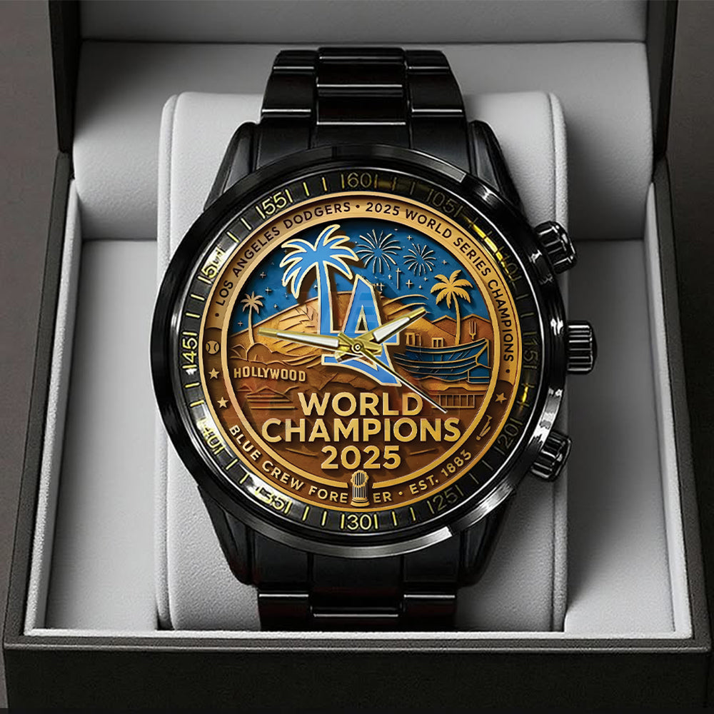 Los Angeles Dodgers World Series 2025 Black Stainless Steel Watch – TANTN18554
