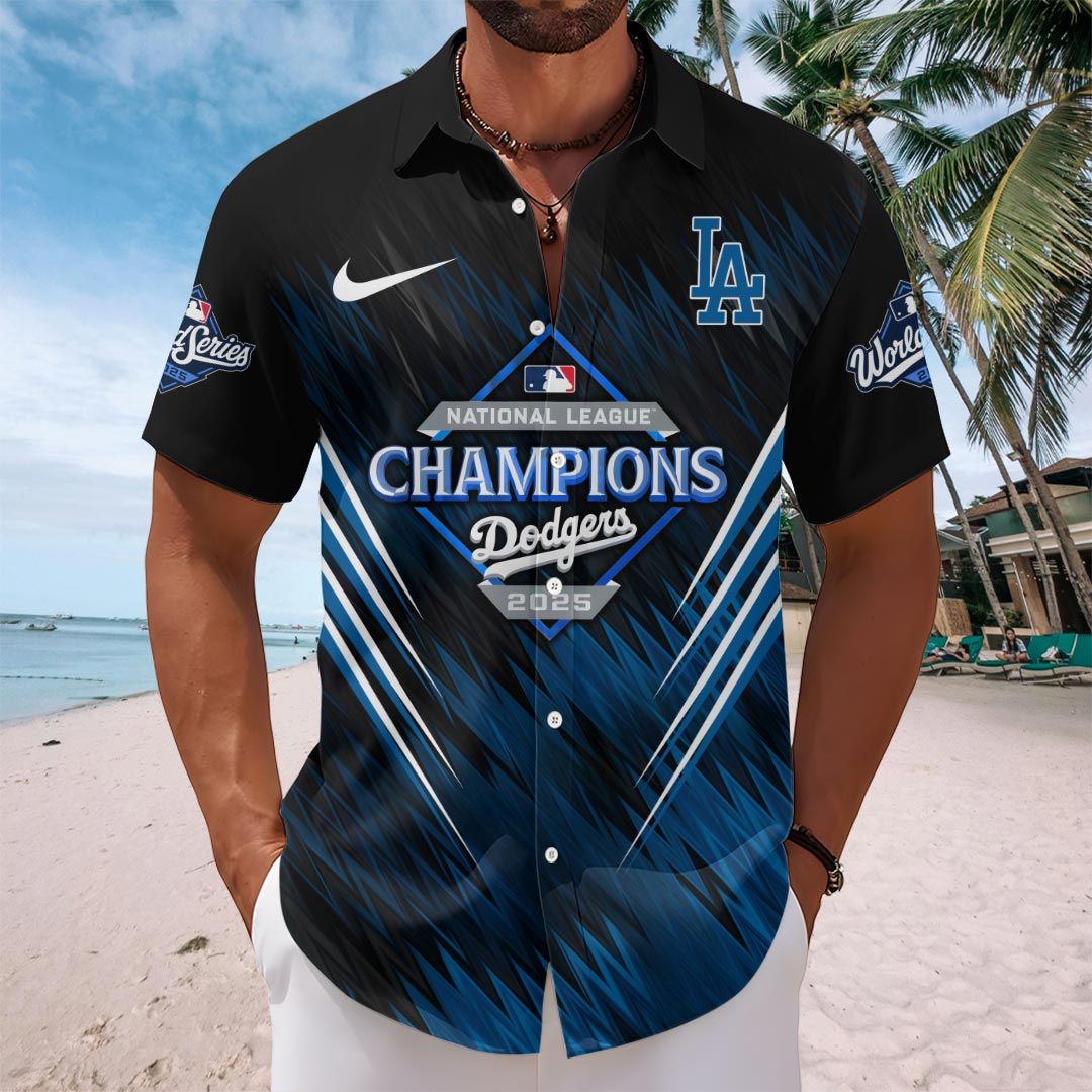 Los Angeles Dodgers 2025 National League Champions Short Sleeve Button-Down Shirt – HOATT14119