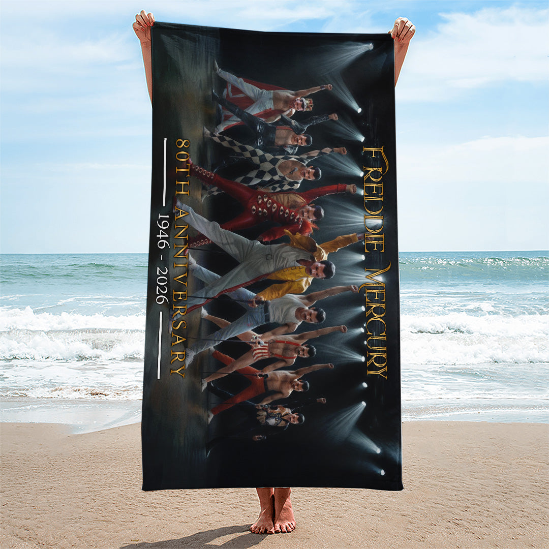 Freddie Mercury 80th Anniversary Rectangle Beach Towel – MAITM14347