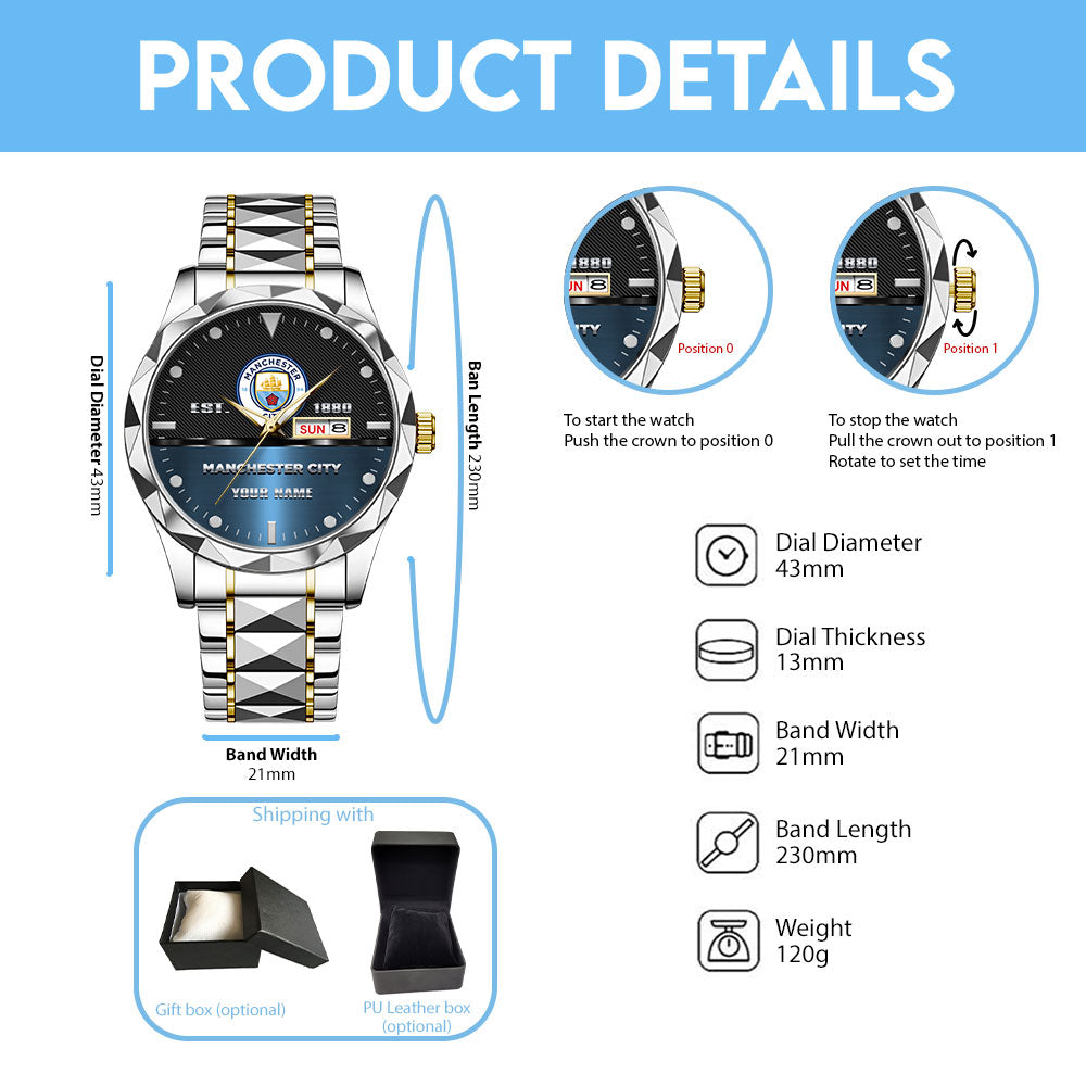 Personalized Manchester City Alloy Luxury Quartz Watch – TANTN15464
