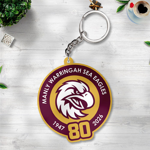 Manly-Warringah Sea Eagles 80th Anniversary Custom Shape 2-sided Keychain – TANTN18618