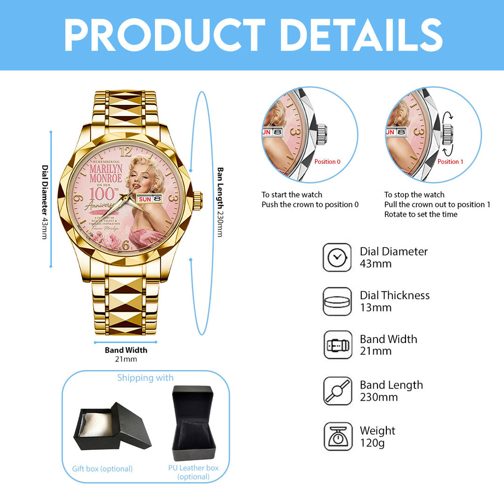 Marilyn Monroe 100th Anniversary Alloy Luxury Quartz Watch – TMTHU7887