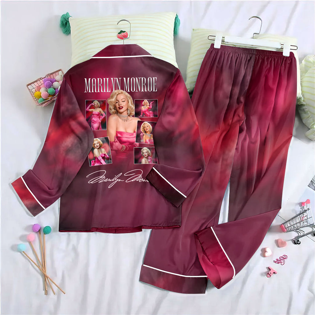 Marilyn Monroe 100th Anniversary Satin Pajama Set with Piping – HOATT19979