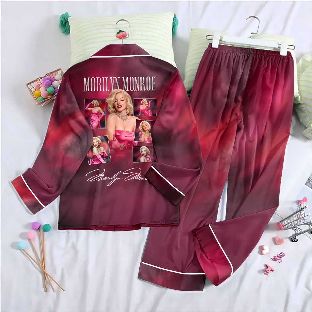 Marilyn Monroe 100th Anniversary Satin Pajama Set with Piping – HOATT19979