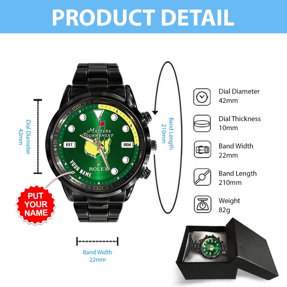 Personalized Masters Tournament x Rolex Black Stainless Steel Watch – MAITM 6312