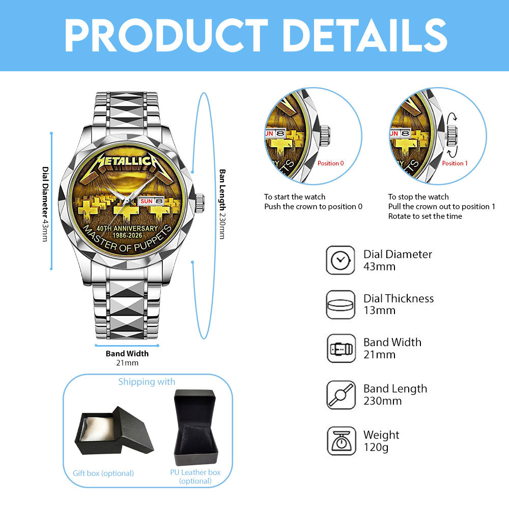Metallica 40th Anniversary Master of Puppets Alloy Luxury Quartz Watch – MAITM15071